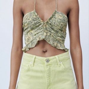 Zara Floral Halter Crop Top